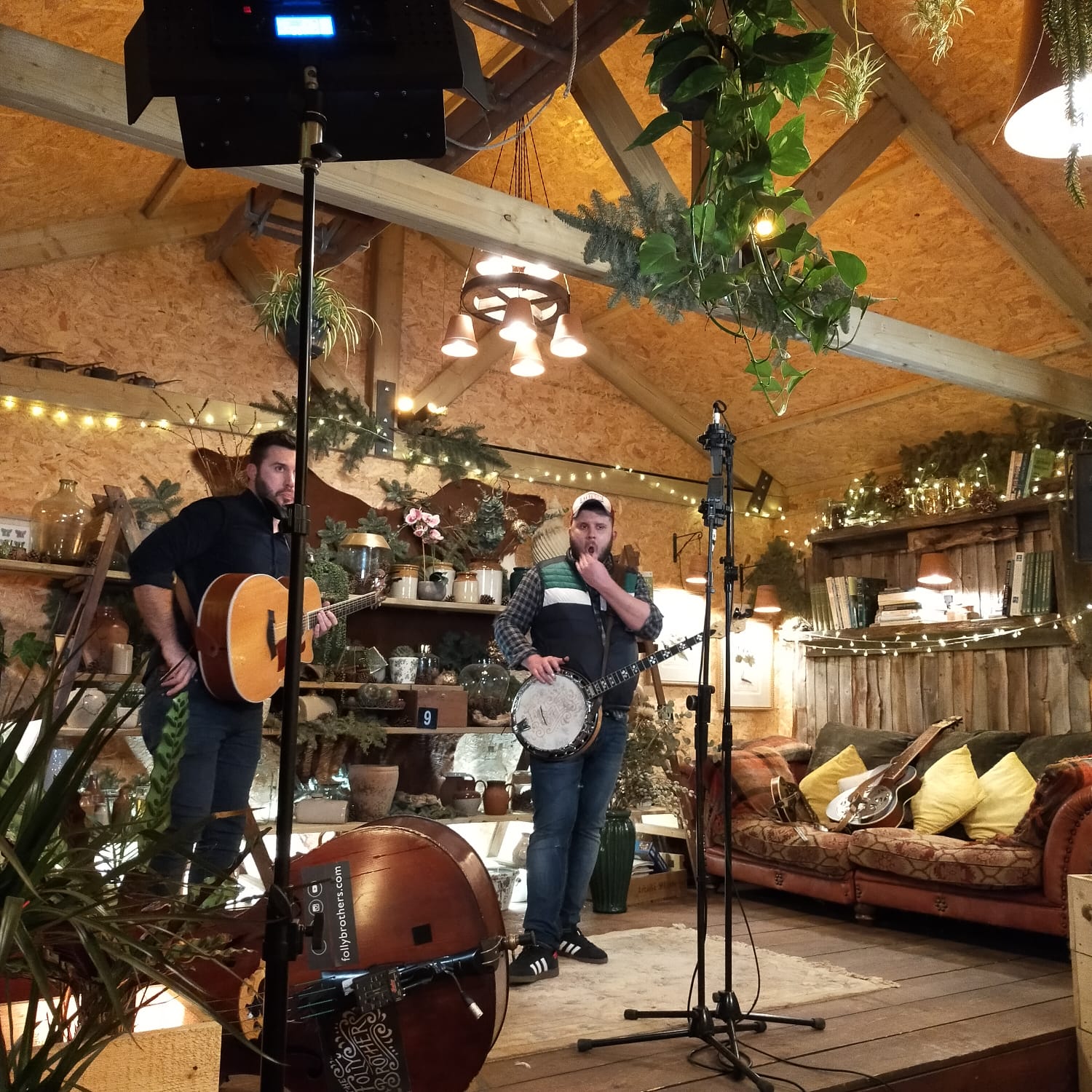 The Folly Brothers Band playing on stage in The Potting Shed